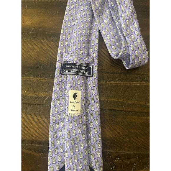 VINEYARD VINES FOR KENTUCKY DERBY Lavender MINT JULEP SILK TIE 3.5" X 62" New! - Picture 3 of 5